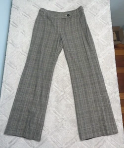Pantalones de vestir Ann Taylor para mujer 6 forrados mezcla de lana virgen marrón beige amarillo a cuadros - Imagen 1 de 24