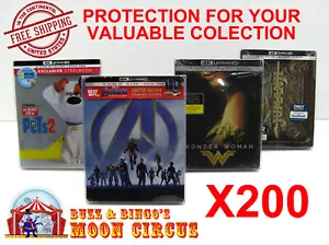 200x 4K UHD STEELBOOK WITH J-CARD (SIZE 4K4)-CLEAR PLASTIC BOX PROTECTORS SLEEVE - Picture 1 of 8