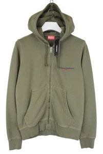 DIESEL s-Ginn -Hood-Zip Hoodie Men's SMALL Full Zip Hooded Pockets Logo Grey - Picture 1 of 12