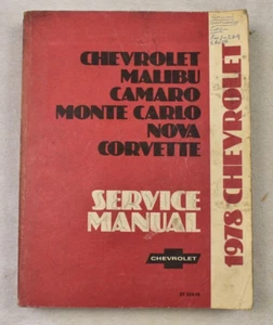 Chevrolet 1978 coche de pasajeros incluye servicio Corvette/manual de taller - Imagen 1 de 1