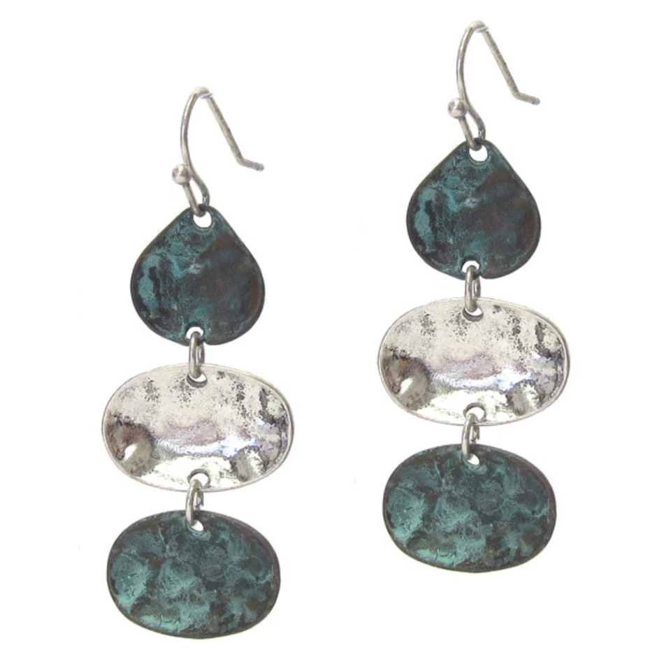 Oxidized Metal Oval Dangle Earrings Copper - Imagem 1 de 1