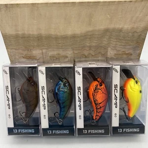 (4) 13 Fishing Scamp 1.5 Squarebill 1/2oz Crankbait Shallow Diving Hard Bait - Picture 1 of 3
