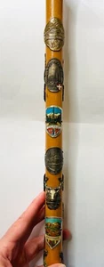 German Ice Pick Walking Stick w/ 22 Metal City Badges Vtg 70s Souvenir Pick Axe - Picture 1 of 6