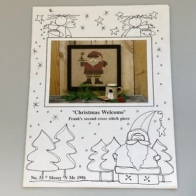 Vintage 1996 Mosey 'N Me Cross Stitch Pattern Chart "Christmas Welcome" #53 - Image 1 of 4