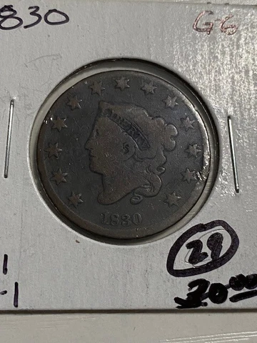 1830 Large Cent, Coronet Head, nice coin, better date Cover