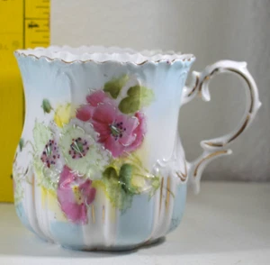 RS Prussia Unsigned GORGEOUS MUSTACHE CUP Flowers On Both Sides in EXC $25 - Picture 1 of 3
