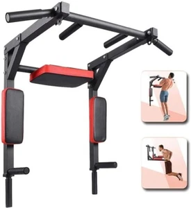Wall Mounted Pull Up Bar Multi-Function Chin Up Dip Station Home Gym 440Lbs Supp - Picture 1 of 9