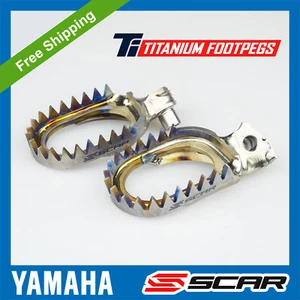 TITANIUM FOOTPEGS YAMAHA YZ YZF YZ-F WRF 65 85 125 250 450 ANTI MUD MODEL SCAR - Picture 1 of 2