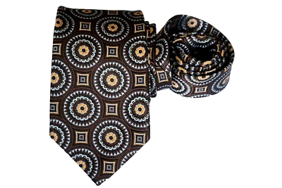 CORBATA HOMBRE SANTORELLI MARRÓN/GEOMÉTRICA Ancho: 3.50" Largo: 59" Foto 1 de 3