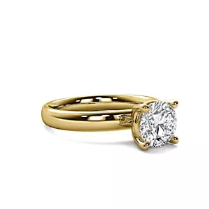 Real Natural Certified .97 Ct H VS1 Solitaire Round Cut Diamond Engagement Ring - Picture 1 of 6