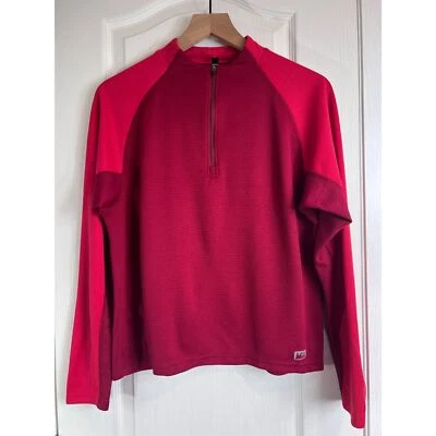 Женский пуловер REI на молнии 1/4 с длинным рукавом топ полиэстер красный цветной блок размер L - Изображение 1 из 4
