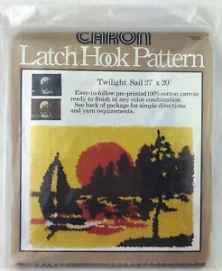 Caron Latch Hook Pattern Twilight Sail Sailboat Sunset Printed Canvas Pattern - Picture 1 of 6