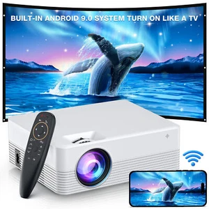 Portable 1080P LED Projector Android WiFi Bluetooth Home Video Movie for iPhone - Picture 1 of 8