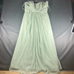 Davids Bridal Womens Dress Green Strapless A Line Long Size 14 Polyester - Picture 1 of 15