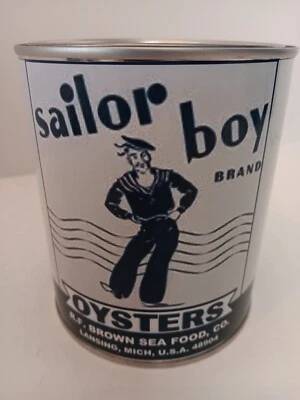 Sailor Boy Brand OYSTERS VINTAGE 1 QT. CAN  ( RE-POP COLLECTIBLE ) - Image 1 of 4
