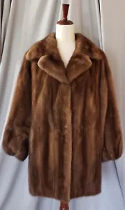 Vintage Fur Coat Womens S Mink Lunaraine Natural Dark Brown Jacket Stroller EMBA - Picture 1 of 13
