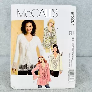 McCalls 5281 Plus Size Tops w V Neck Ruffle Womens 18W 24W Sewing Pattern - Picture 1 of 5