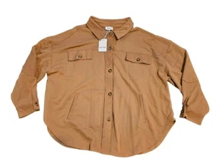HEYSON Oversized Button Shirt Jacket Top Brown Size 1XL Women NWT - Picture 1 of 7