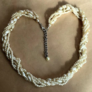 Vintage 5 Strand Adjustable Faux Pearl Necklace - Picture 1 of 6