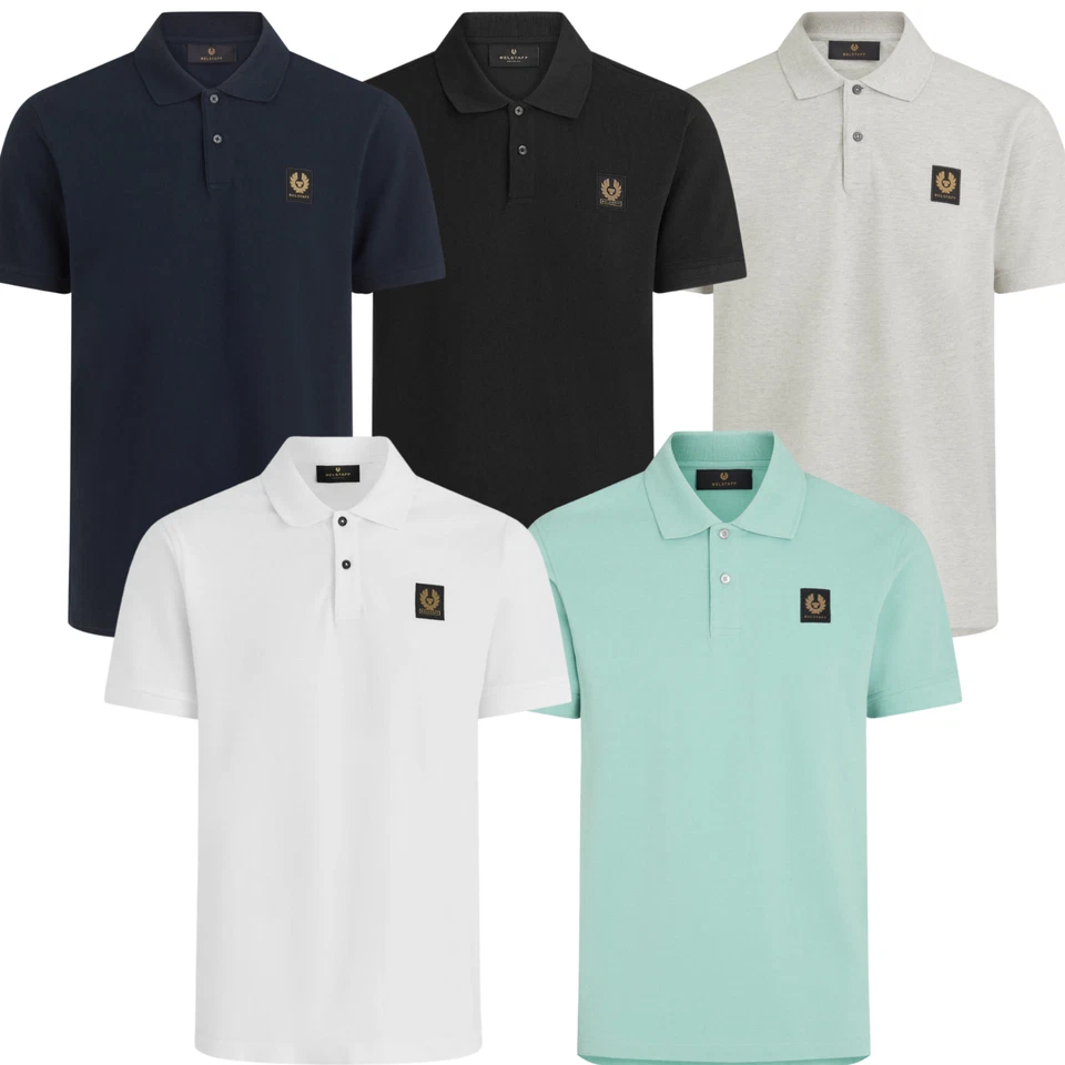 Camisa polo de piqué de algodón de diseñador Belstaff para hombre manga corta parche Foto 1 de 1