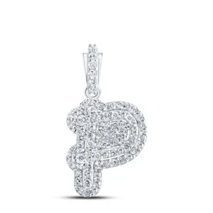 10K YELLOW GOLD ROUND DIAMOND P INITIAL LETTER PENDANT 1/5 CTTW - Picture 1 of 1