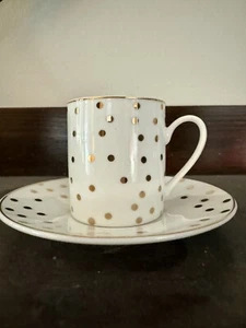 Grace’s Teaware 3 Tea Cups & 3 Saucers with Gold Polka Dots Espresso. - Picture 1 of 5