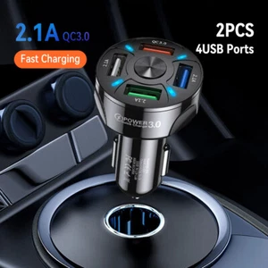 4 USB Port Super Fast Car Charger Adapter for iPhone Samsung Android Cell Phone - Picture 1 of 12