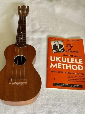 Vintage Roy Smeck Uke Ukulele Solid Mahogany with Book by Harmony, Chicago USA - Image 1 of 4