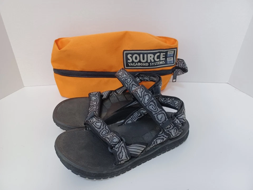 SOURCE Sandalia Exterior Hombre Talla EUR 39 US 6 Negro Gris con Bolsa de Transporte Foto 1 de 4