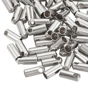 Stainless Steel cord ends/end cap 3.2mm hole 8.5x4mm tarnish resist 1.8mm loop - Picture 1 of 2