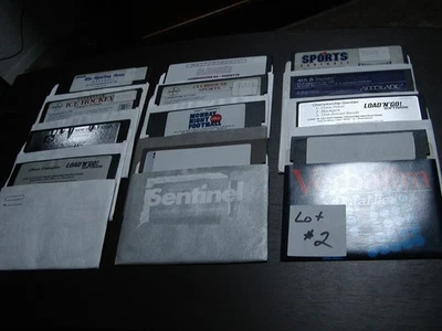 Commodore (12) 5.25 " Disks Lot #2, MNF, Ice Hockey, Slugger, Chess, Baseball + - Image 1 of 4