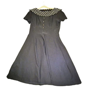 Miusol Swing Midi Dress Women's Sz 2XL Black Polka Dot Collar Retro Pinup 50's  - Picture 1 of 22