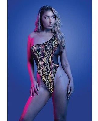 LUMINESCENT FLASH REFLECTIVE FLORAL PRINT ONE SHOULDER TEDDY - Image 1 of 3