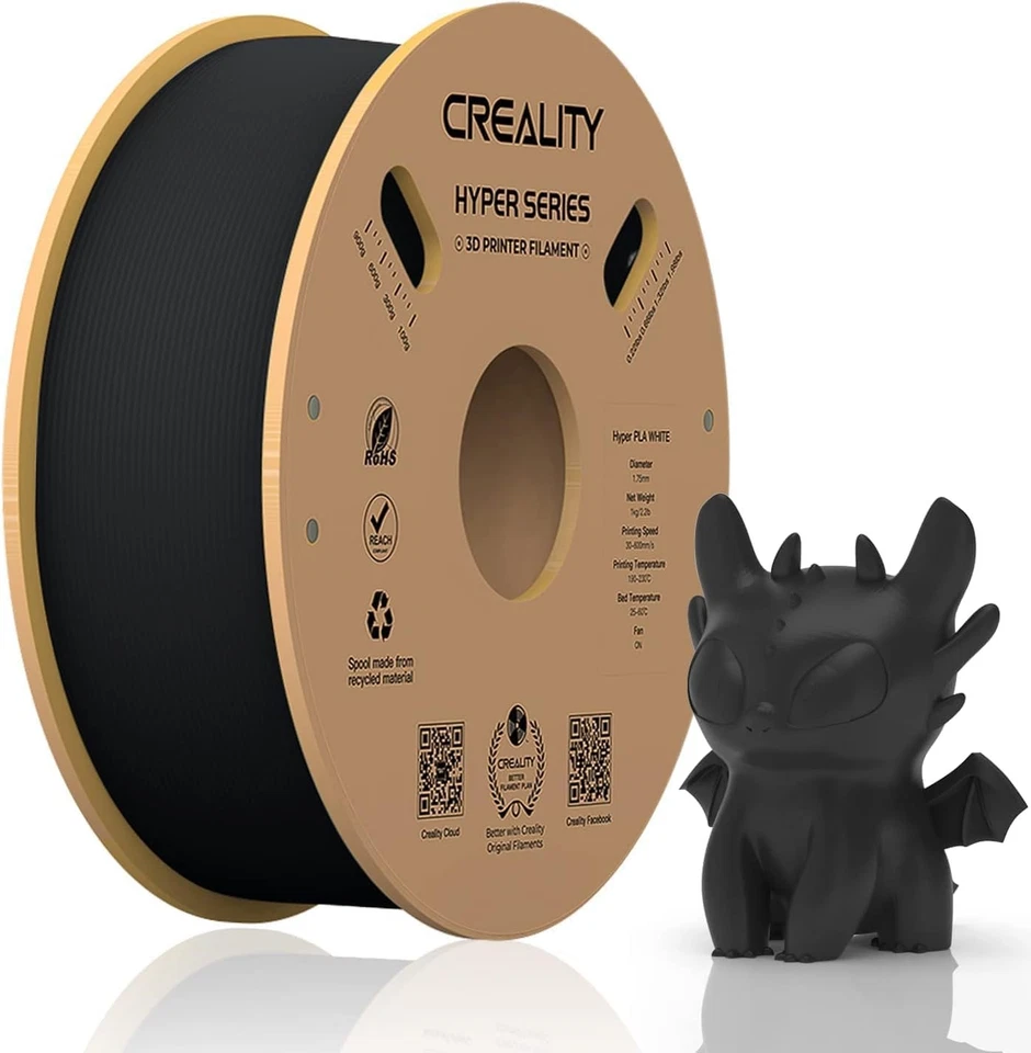 Creality 1.75mm Black Hyper PLA Filament High Speed 600mm/s 3D Printer Filament - image 1 of 1