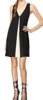 Alice + Olivia Scoop Dress Size S/P Rola Front Godet Leather T-Back Silk Blend - image 1 of 4