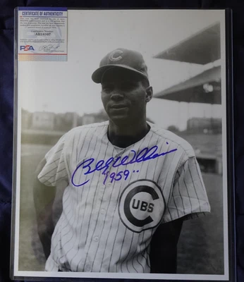 Billy Williams Chicago Cubs Baseball Autographed Brace 11x14 Photo PSA Rookie - Image 1 of 3