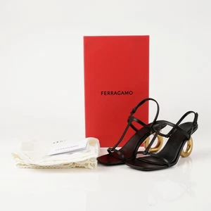 Salvatore Ferragamo Elina Ankle Strap Heel Sandalen Gr. 7 148230421 - Picture 1 of 10