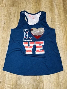 Kids Girls “Love” Size M 7/8 Patriotic Tank Top - Picture 1 of 4