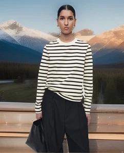 COS Sweater Shirt Women XS Fits S/M Breton Striped Heavyweight Cotton Jersey - Picture 1 of 13