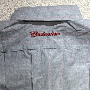 Vtg Budweiser Work Shirt Striped Short sleeve Embroidered Workwear Button Up 4XL - Picture 1 of 5