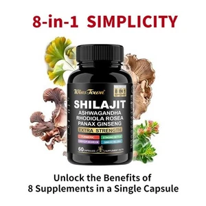 8 in1 Shilajit Pure Himalayan Energy Booster Ashwagandha 60 Kapseln - Bild 1 von 9