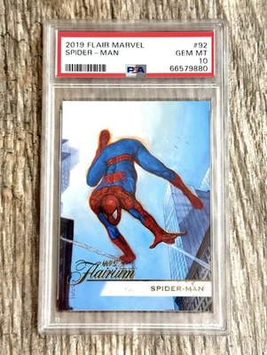 PSA 10 GEM LOW POP 28 RAREST 2019 FLAIR MARVEL SPIDERMAN FLAIRIUM #92 NEW SLAB - Image 1 of 2