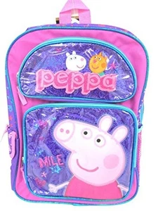 Peppa Pig Girls Large 16" inches Canvas Pink & Purple School Backpack New w/tags - Picture 1 of 1