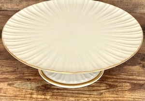 Vintage Lenox Standfuß Kuchenplatte Elfenbein Porzellan mit 24K Goldrand USA 10,5" - Bild 1 von 23
