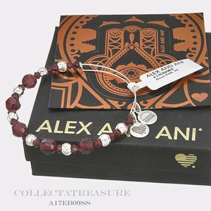 Auténtico Brazalete de Plata Brillante Alex and Ani Bloom con Cuentas de Swarovski - Imagen 1 de 1