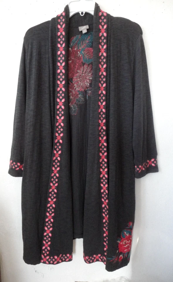 Chaqueta Suéter J JILL XL Tejido Algodón Elástico ~ Bordada HERMOSA Y ACOGEDORA Foto 1 de 4