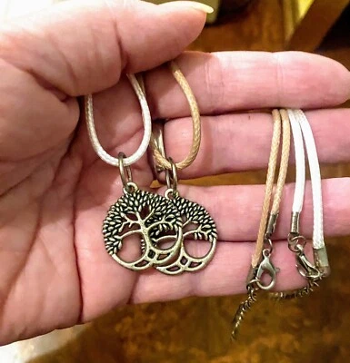 Spiritual Tree of Life Silver Pendant and Adjustable Choker Cord Necklace - Image 1 of 4