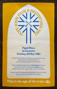 1982 British Rail Poster For The Visit of Pope John Paul II To Coventry - Picture 1 of 5