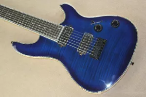 Oferta eléctrica azul de 7 cuerdas personalizada de fábrica, chapa de arce llama - Imagen 1 de 7