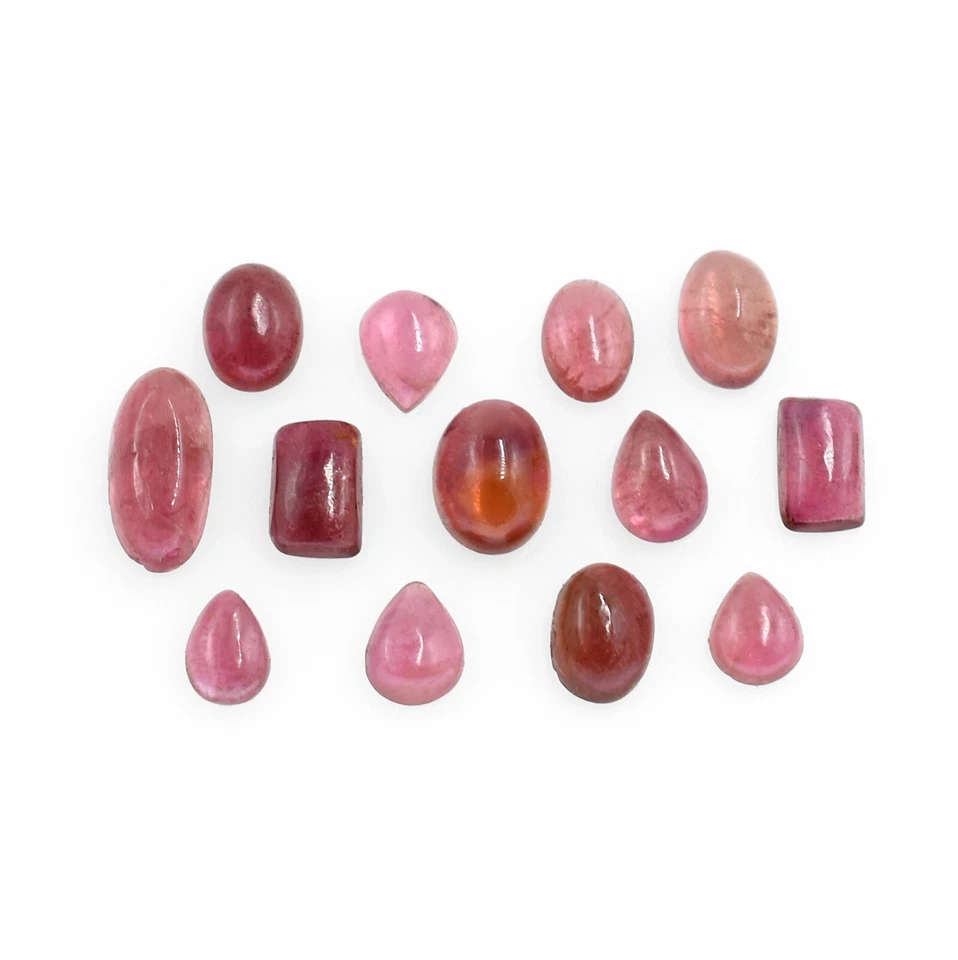 Natural Pink Tourmaline Cabochon 4X5 to 6X8mm Fancy Mix Shape Plain Smooth Stone - Image 1 of 4